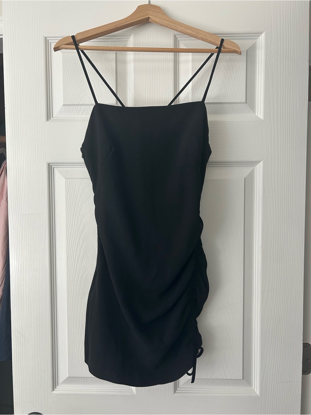 ZARA Black Strappy Ruched Mini Dress, Size XS - Picture 2 of 4